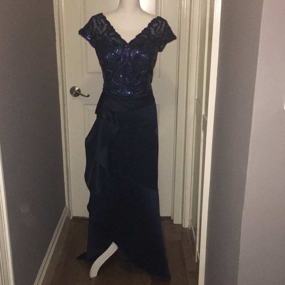 Beautiful sequence and satin Jade couture gown